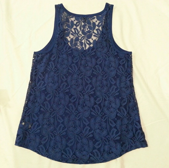 Express | blue sequin/lace tank size M - Picture 2 of 5